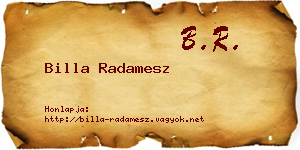 Billa Radamesz névjegykártya